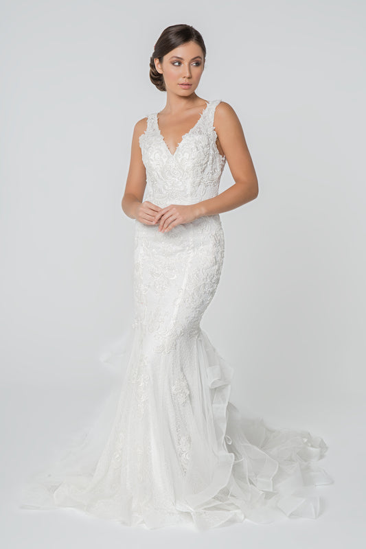 GL2814 GLS by Gloria - Embroidered V-Neck Mermaid Bridal Gown