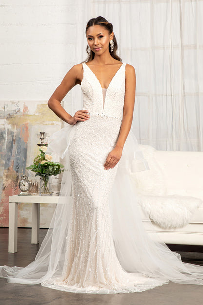 GL3014 GLS by Gloria - Flower Applique Mermaid Bridal Gown