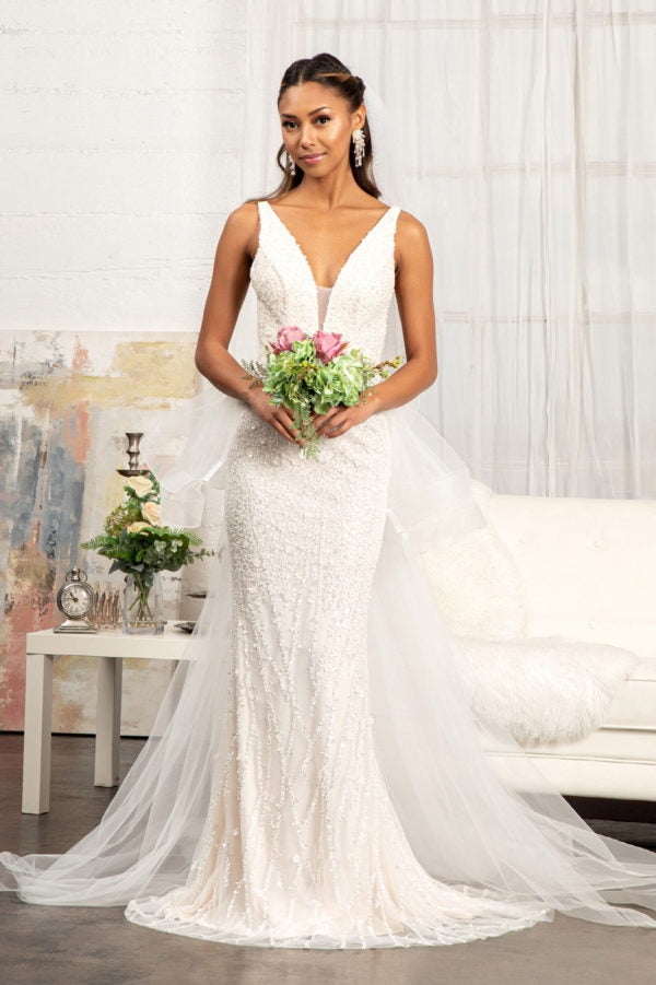 GL3014 GLS by Gloria - Flower Applique Mermaid Bridal Gown