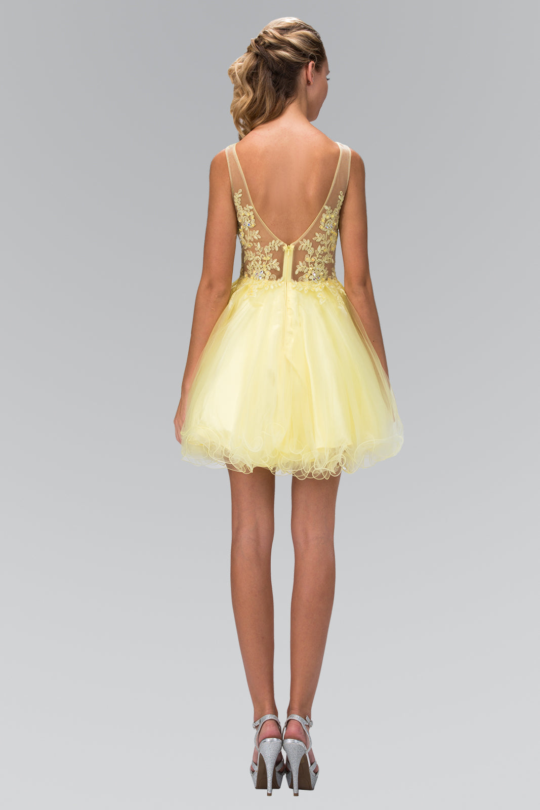 Elizabeth K - GS2156 - Rolled Hem Tulle Cocktail Dress - Short