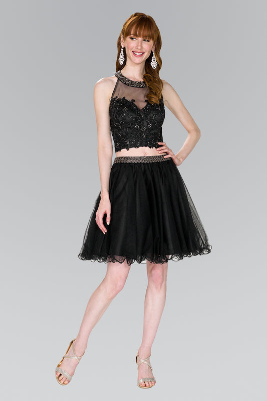 Elizabeth K - GS2398 - Two-Piece Strap-Back Tulle Cocktail Dress - Short