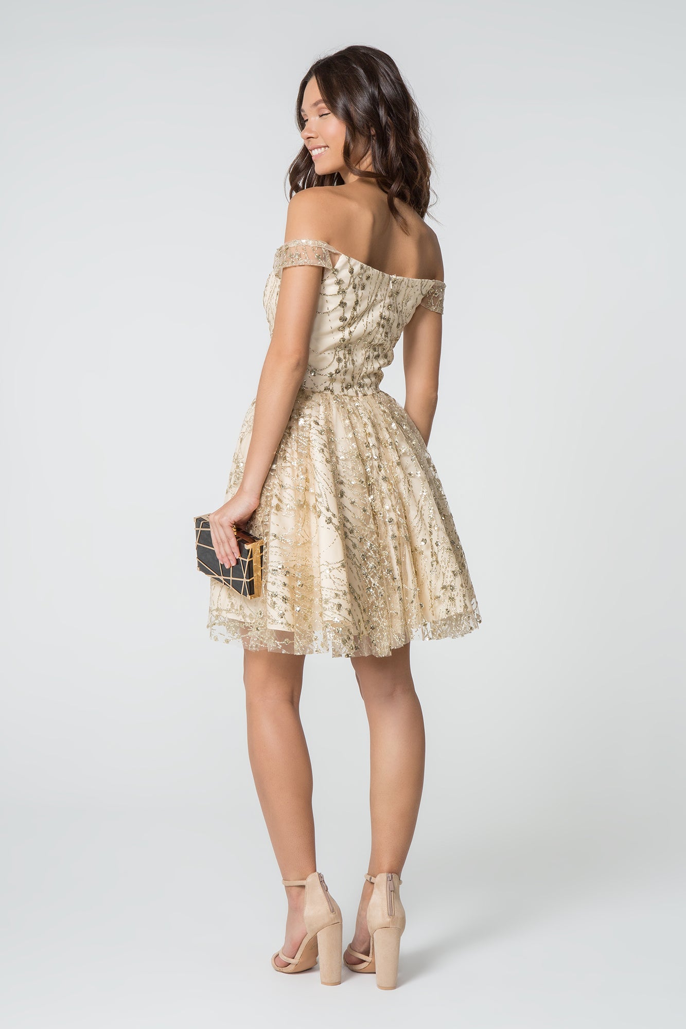 Elizabeth K - GS2833 - Jewel and Sequin Embellished Cocktail Dress - Short