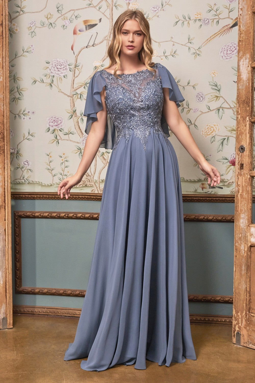 A-LINE CHIFFON GOWN by Cinderella Divine HT101 - Special Occasion