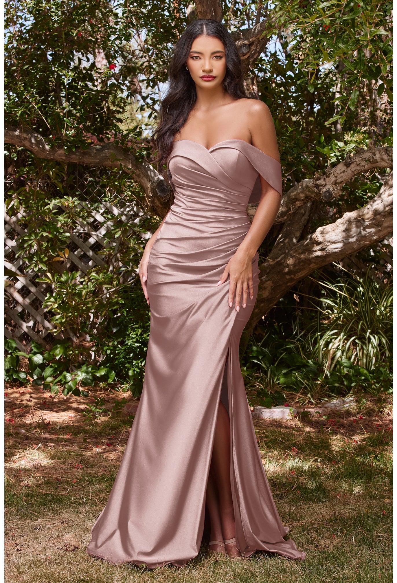 Off The Shoulder Stretch Evening Gown by Cinderella Divine KV1050 - Special Occasion/Curves