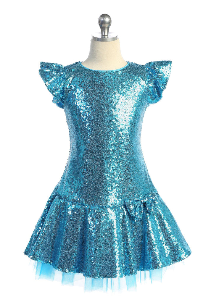 Sequin Ruffle Sleeve Tutu Girl Party Dress by AS530 Kids Dream - Girl Formal Dresses