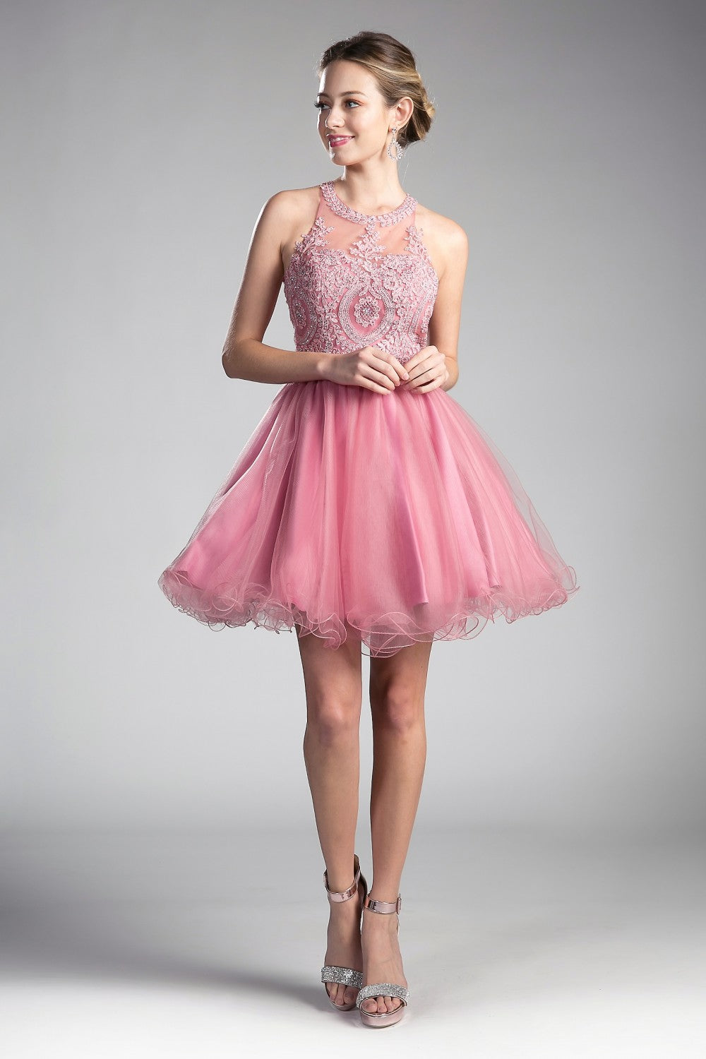 Halter Tulle layered Short Cocktail dress by Cinderella Divine - UJ0119