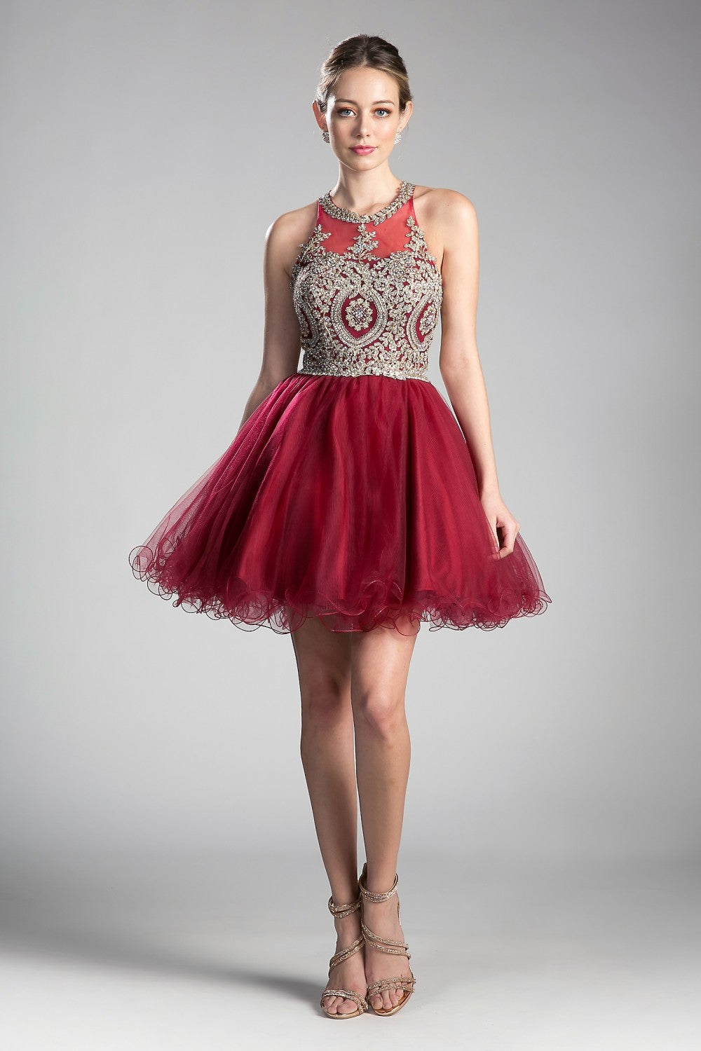 Halter Tulle layered Short Cocktail dress by Cinderella Divine - UJ0119