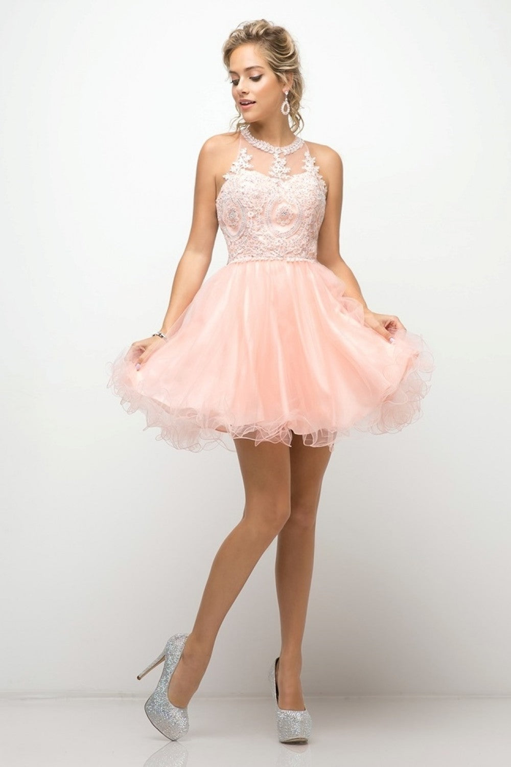 Halter Tulle layered Short Cocktail dress by Cinderella Divine - UJ0119